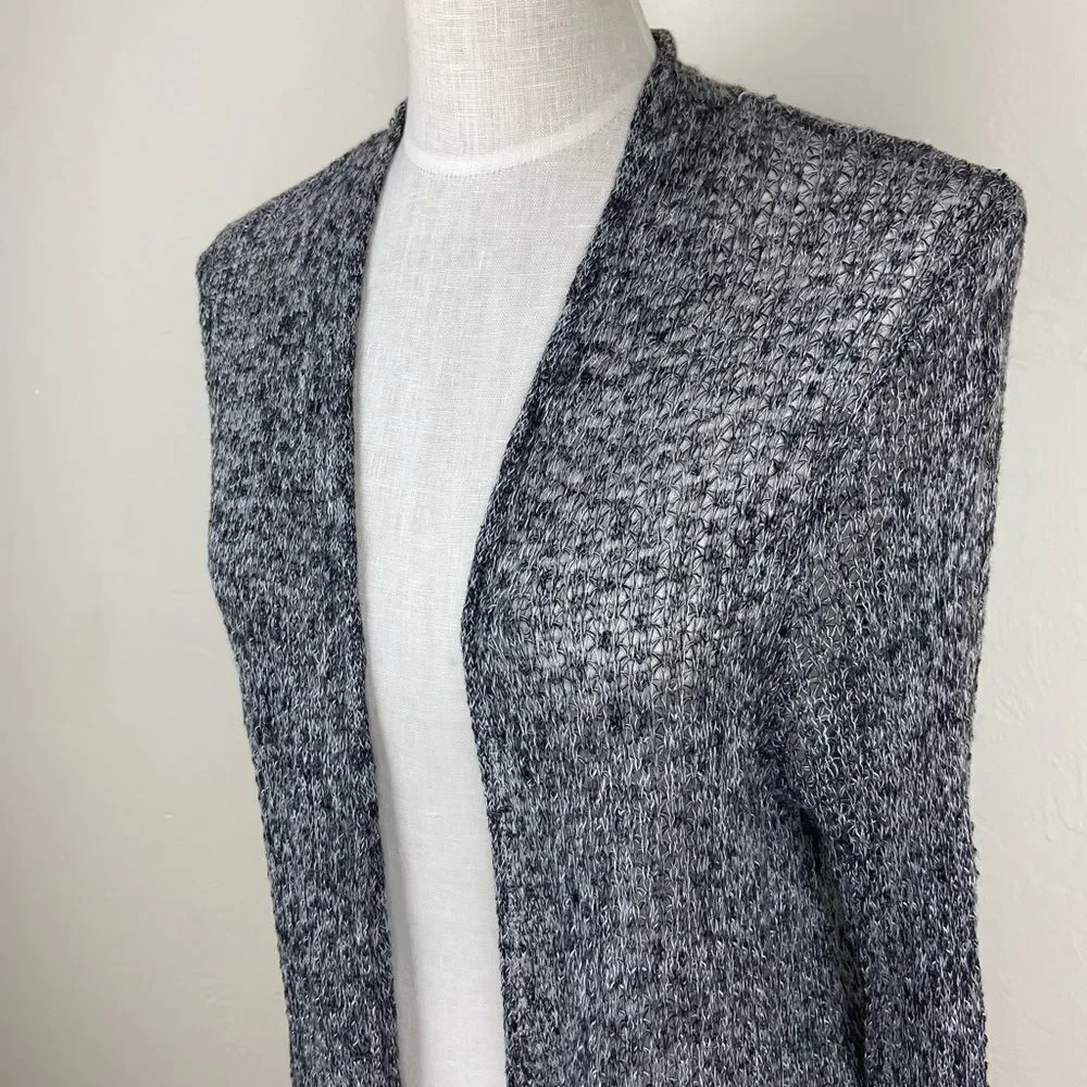Eileen Fisher Open Front Knit Linen Cardigan - Marled Gray
